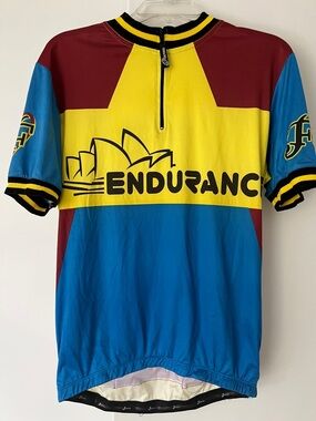 Forza Colorblock Cycling Jersey - Yellow, Blue, Burgundy. XL